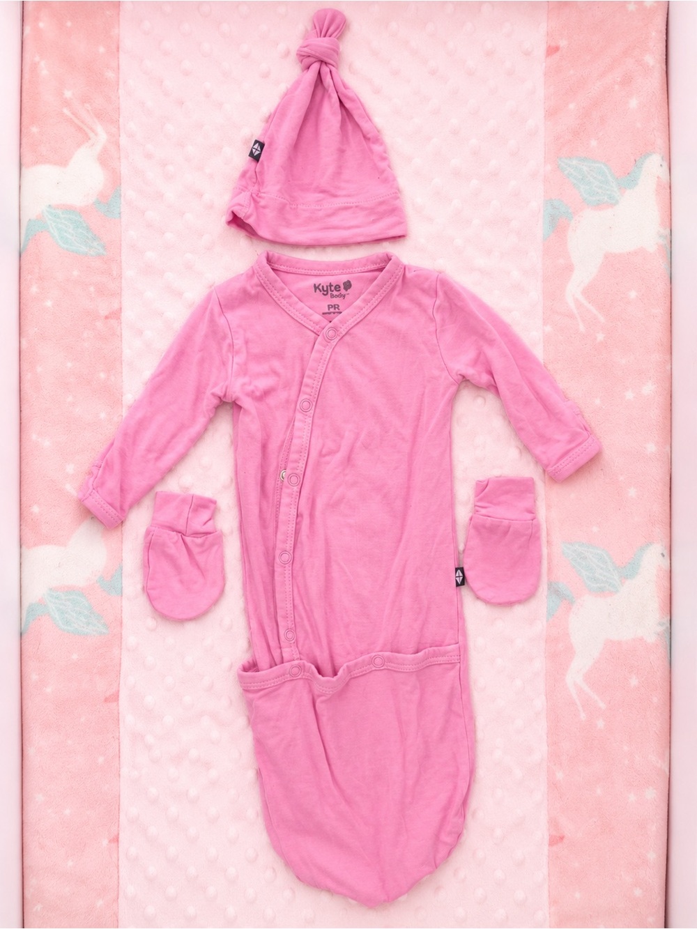 Kyte BABY Pink Newborn Sleep Sack Set with Hat & Mittens